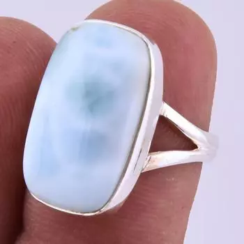Natural Republic Larimar Gemstone Handmade 925 Sterling Silver Ring S.6 v9s53