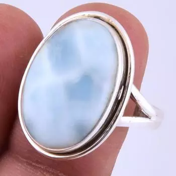Natural Republic Larimar Gemstone Handmade 925 Sterling Silver Ring S.10 s1g59