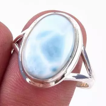 Natural Republic Larimar Gemstone Handmade 925 Sterling Silver Ring Size 10 g6M95