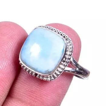 Natural Republic Larimar Gemstone Handmade 925 Sterling Silver Ring Size 10 m1i11