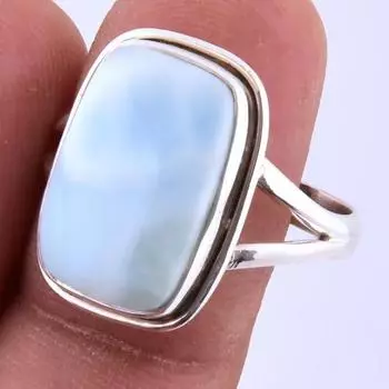Natural Republic Larimar Gemstone Handmade 925 Sterling Silver Ring S.9.5 P5Q46