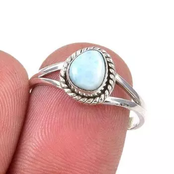 Natural Republic Larimar Gemstone Handmade 925 Sterling Silver Ring Size 8 w7C34