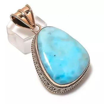 Natural Republic Larimar Gemstone Handmade Copper Jewelry Pendant 2.13 c9g32