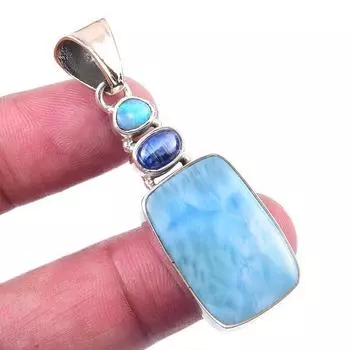Natural Republic Larimar,Kyanite 925 Solid Sterling Silver Gift Pendant 2 j8Z33