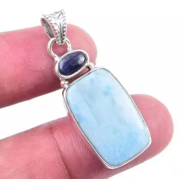 Natural Republic Larimar,Kyanite Gemstone 925 Solid Silver Pendant 1.50 z8W36