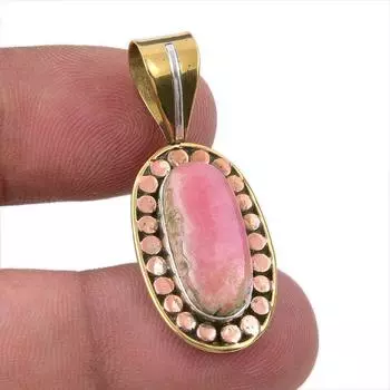 Natural Rhodochrosite 925 Solid Sterling Silver Gift TwoTone Pendant 1.50 A3L72