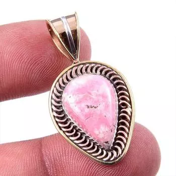 Natural Rhodochrosite 925 Solid Sterling Silver Gift TwoTone Pendant 1.50 C2Y16