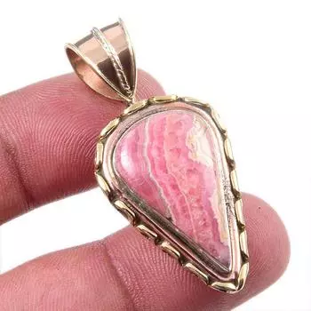 Natural Rhodochrosite 925 Solid Sterling Silver Gift TwoTone Pendant 1.75 R0A80