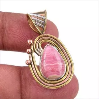 Natural Rhodochrosite 925 Solid Sterling Silver Gift TwoTone Pendant 1.50 u9s07