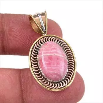 Natural Rhodochrosite 925 Solid Sterling Silver Gift TwoTone Pendant 1.50 o6O97