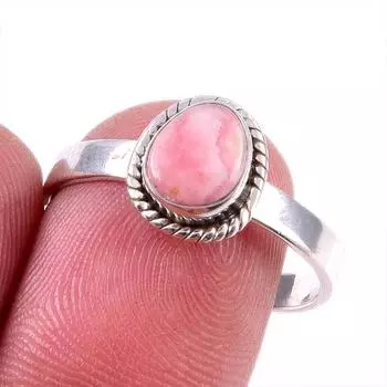 Natural Rhodochrosite Gemstone 925 Solid Sterling Silver Jewelry Ring S.9 t5q51