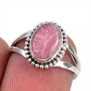 Natural Rhodochrosite Gemstone 925 Solid Sterling Silver Jewelry Ring S.5.5 o6i92