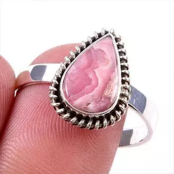 Natural Rhodochrosite Gemstone 925 Solid Sterling Silver Jewelry Ring S.10 l0J32