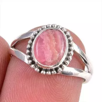 Natural Rhodochrosite Gemstone 925 Solid Sterling Silver Jewelry Ring S.5.5 h4z73
