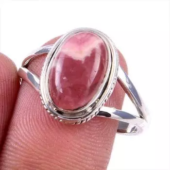 Natural Rhodochrosite Gemstone 925 Solid Sterling Silver Jewelry Ring S.9 q9K03