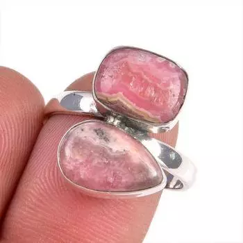 Natural Rhodochrosite Gemstone 925 Solid Sterling Silver Jewelry Ring S.8.5 U6f10