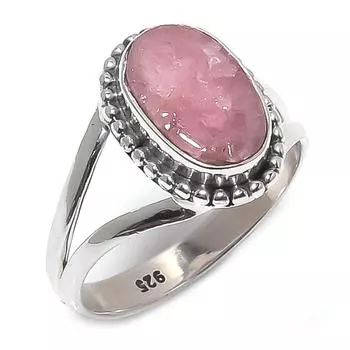 Natural Rhodochrosite Gemstone 925 Solid Sterling Silver Jewelry Ring S.7 M9L99