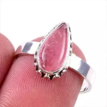 Natural Rhodochrosite Gemstone 925 Solid Sterling Silver Jewelry Ring S.7 m0w91