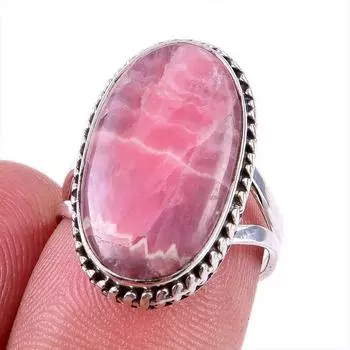 Natural Rhodochrosite Gemstone 925 Solid Sterling Silver Jewelry Ring S.6 C2j12