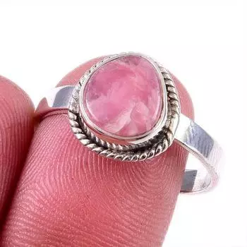 Natural Rhodochrosite Gemstone 925 Solid Sterling Silver Jewelry Ring S.9 p6h13