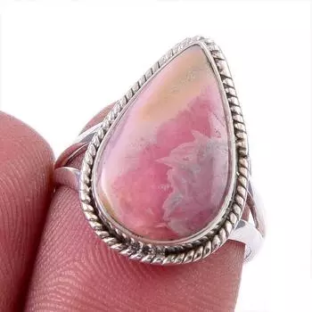 Natural Rhodochrosite Gemstone 925 Solid Sterling Silver Jewelry Ring S.7 K2S70