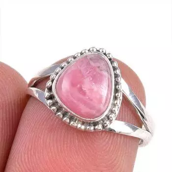 Natural Rhodochrosite Gemstone 925 Solid Sterling Silver Jewelry Ring S.6 J1V71