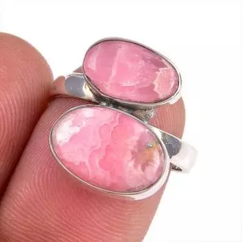 Natural Rhodochrosite Gemstone 925 Solid Sterling Silver Jewelry Ring S.7 k8n04