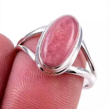 Natural Rhodochrosite Gemstone 925 Solid Sterling Silver Jewelry Ring S.8 j3I97