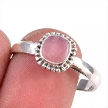 Natural Rhodochrosite Gemstone 925 Solid Sterling Silver Jewelry Ring S.10 v6C89