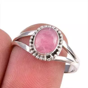 Natural Rhodochrosite Gemstone 925 Solid Sterling Silver Jewelry Ring S.8.5 R0R55