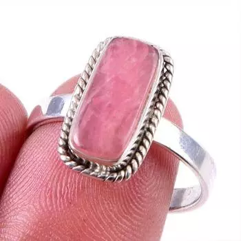 Natural Rhodochrosite Gemstone 925 Solid Sterling Silver Jewelry Ring S.9 Z5p03
