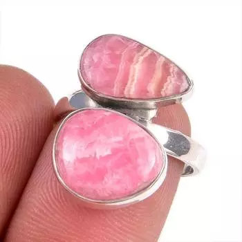 Natural Rhodochrosite Gemstone 925 Solid Sterling Silver Jewelry Ring S.7 J9A48