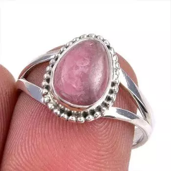 Natural Rhodochrosite Gemstone 925 Solid Sterling Silver Jewelry Ring S.7 o2t05