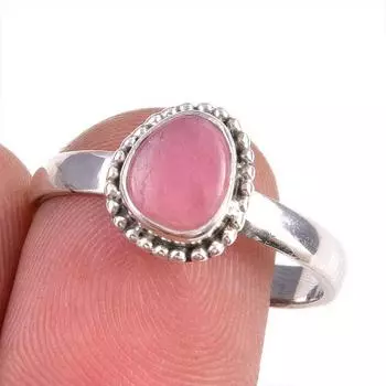 Natural Rhodochrosite Gemstone 925 Solid Sterling Silver Jewelry Ring S.9 r5v62