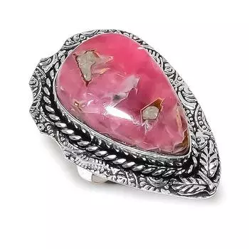 Natural Rhodochrosite Gemstone 925 Sterling Silver Jewelry Ring Size 10 a5f40