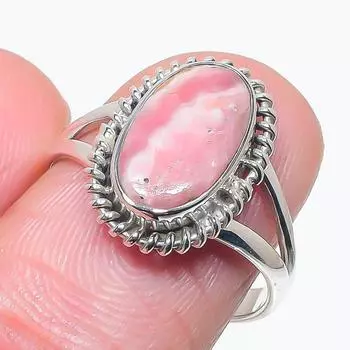 Natural Rhodochrosite Gemstone Handmade 925 Solid Silver Jewelry Ring S.8 s7h80