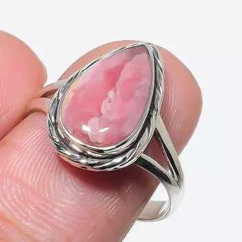 Natural Rhodochrosite Gemstone Handmade 925 Solid Silver Jewelry Ring S.9 q1z30