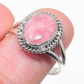 Natural Rhodochrosite Gemstone Handmade 925 Solid Silver Jewelry Ring S.9 d1h73