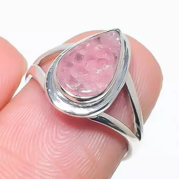 Natural Rhodochrosite Gemstone Handmade 925 Solid Silver Jewelry Ring S.6 i3a19