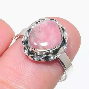 Natural Rhodochrosite Gemstone Handmade 925 Solid Silver Jewelry Ring S.7 f3H17