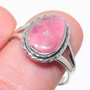Natural Rhodochrosite Gemstone Handmade 925 Solid Silver Jewelry Ring S.8 o8f19