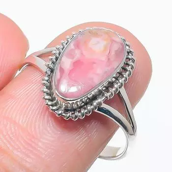 Natural Rhodochrosite Gemstone Handmade 925 Solid Silver Jewelry Ring S.10 S5G48