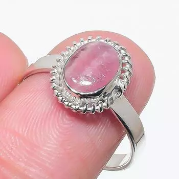 Natural Rhodochrosite Gemstone Handmade 925 Solid Silver Jewelry Ring S.8.5 S2J21