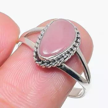 Natural Rhodochrosite Gemstone Handmade 925 Solid Silver Jewelry Ring S.10 e0U33