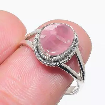 Natural Rhodochrosite Gemstone Handmade 925 Solid Silver Jewelry Ring S.8 M2t57