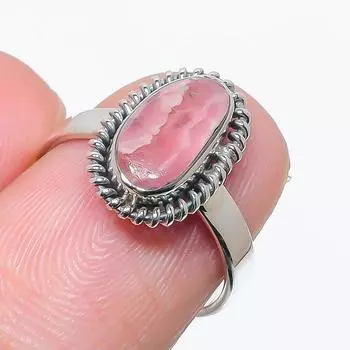 Natural Rhodochrosite Gemstone Handmade 925 Solid Silver Jewelry Ring S.6 G0q54