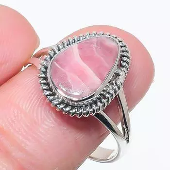 Natural Rhodochrosite Gemstone Handmade 925 Solid Silver Jewelry Ring S.10 i9E88
