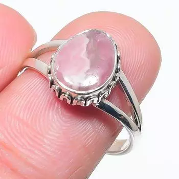 Natural Rhodochrosite Gemstone Handmade 925 Solid Silver Jewelry Ring S.9 V3D03