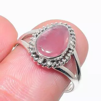 Natural Rhodochrosite Gemstone Handmade 925 Solid Silver Jewelry Ring S.8 f8M40