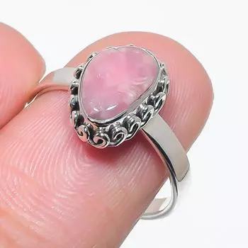 Natural Rhodochrosite Gemstone Handmade 925 Solid Silver Jewelry Ring S.8 R5z12
